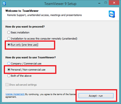 Chạy Teamviewer không cần cài đặt