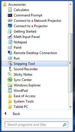 Sniping tool on windows 7
