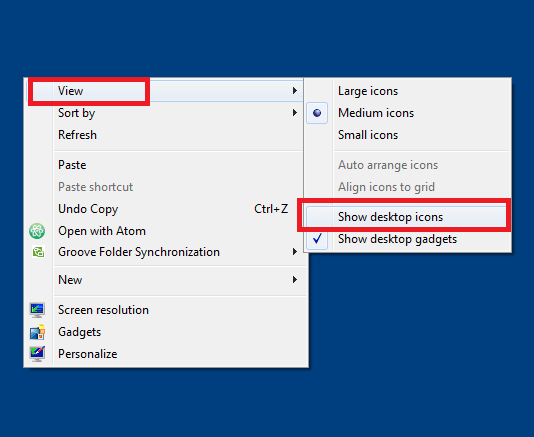 Fix error of losing icon icon on the Desktop screen